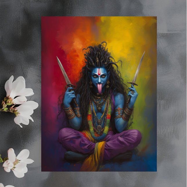Goddess Kali Abstrakt Rainbow Porträtmalerei Postkarte (Von Creator hochgeladen)