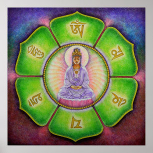 Goddess Kuan Yin "Om Mani Padme Hum" Art Poster