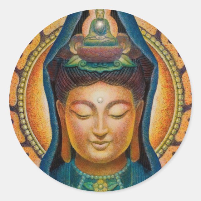 Goddess Kuan Yins Flame Runder Aufkleber (Vorderseite)
