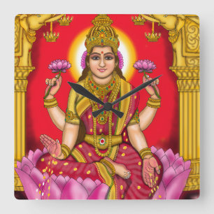 Goddess Lakshmi Clock Quadratische Wanduhr