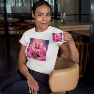 Goddess Lakshmi Pink Lotus on White T-Shirt