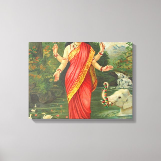 Goddess Lakshmi - Raja Ravi Varma Leinwanddruck (Vorderseite)