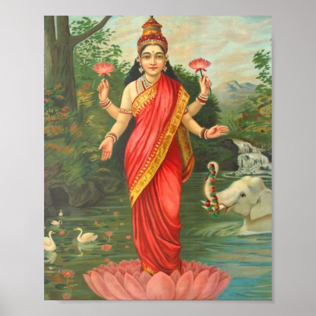 Goddess Lakshmi - Raja Ravi Varma Poster (Vorne)