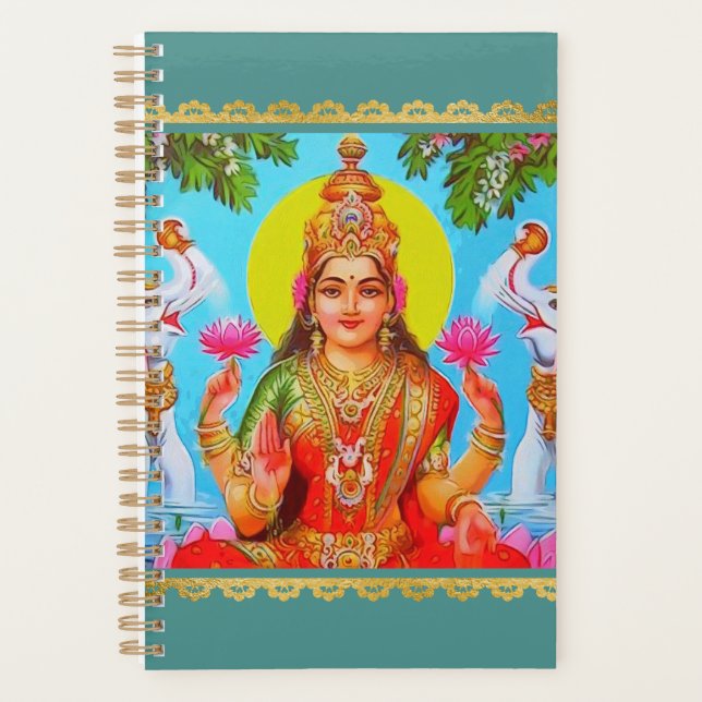 Goddess Lakshmi White Elephants Diwali Malerei Planer (Vorderseite)