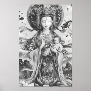 Goddess Line Zeichnend Poster - Schwarze und Weiße