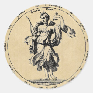 Goddess Luna Moon Runder Aufkleber