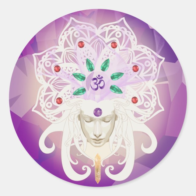 Goddess Meditation Om Sticker (Vorderseite)