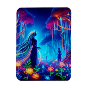 Goddess Neon Forest of Light Fantasy Märchenart Magnet
