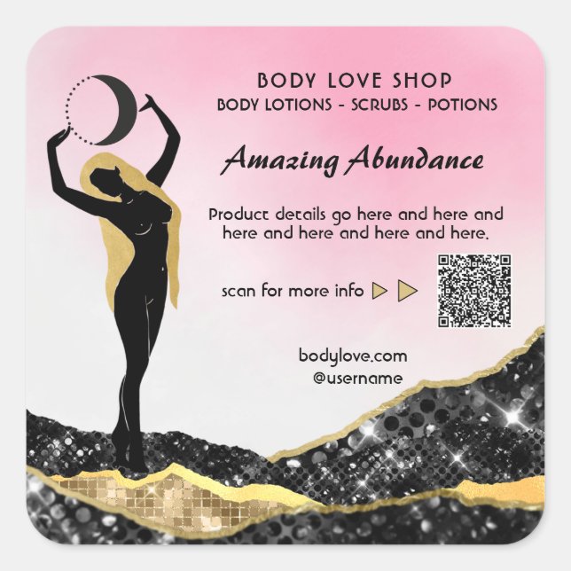 *~* Goddess Ombre Pink Intention Zauberspruch AP24 Quadratischer Aufkleber (Vorderseite)