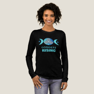 Goddess Rising Aquamarin Blue Long Sleeve T-Shirt Tri-Blend Shirt