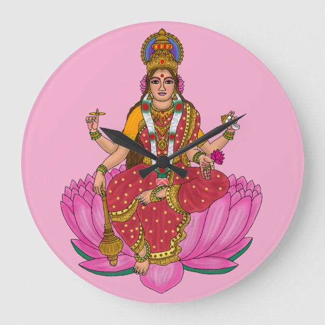 Goddess Siddhidatri Wall Clock Große Wanduhr (Vorderseite)