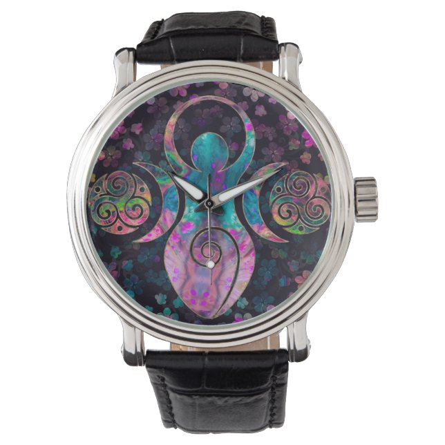 Goddess Triple Moon mit triskele Armbanduhr (Vorderseite)