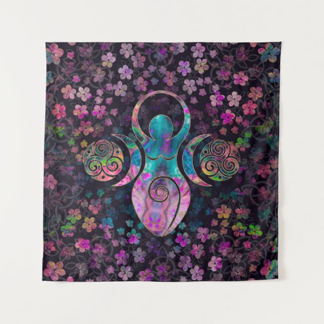 Goddess Triple Moon mit Triskele Wandteppich (Vorderseite)