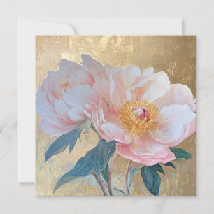 Goden Elegant Rosa Pfingstrosen Blumen Karte
