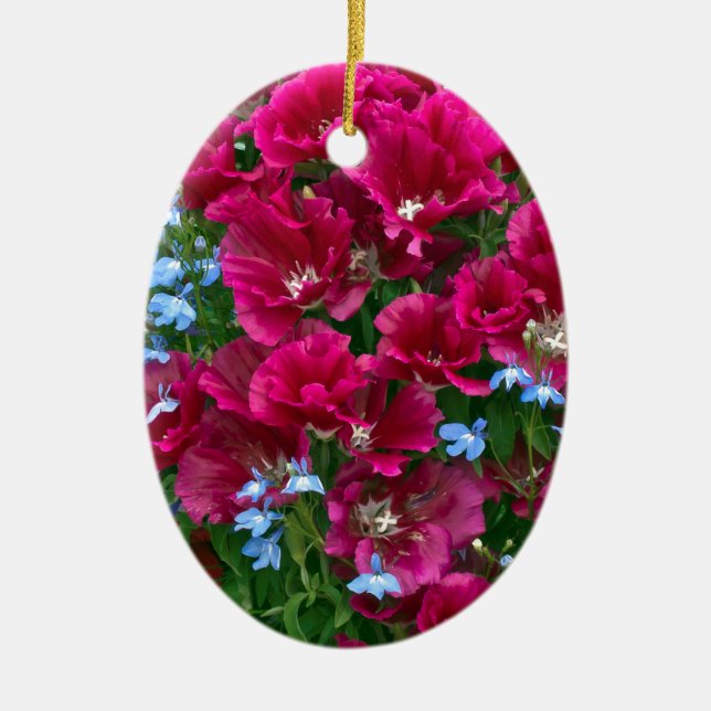 Godetia und Lobelia-Geschenke Keramikornament (Vorne)