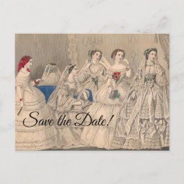 Godey's 1858 Wedding Dress Postcard Postkarte