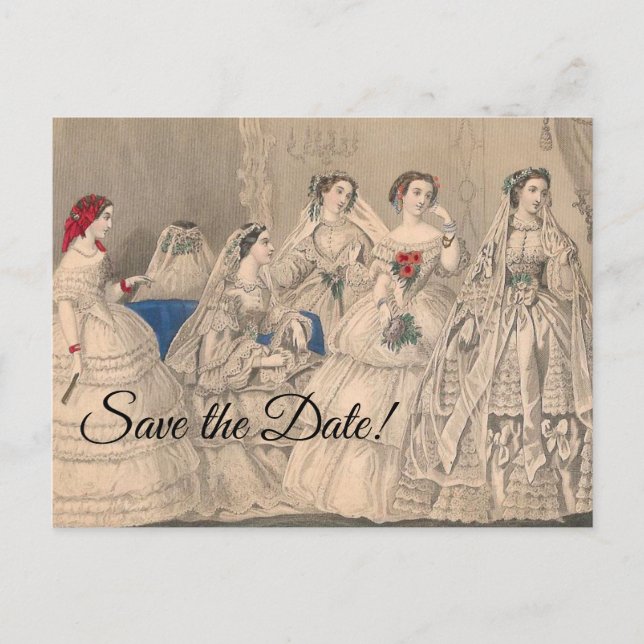 Godey's 1858 Wedding Dress Postcard Postkarte (Vorderseite)