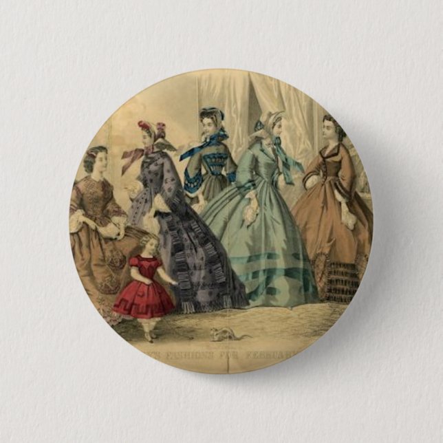 Godeys Damen-Buch-viktorianische Mode-Platte Button (Vorderseite)