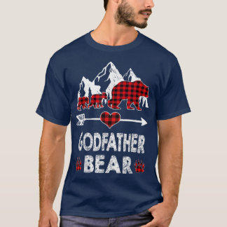 Godfather Bear Shirt, Red Buffalo Plaid Godfather  T-Shirt