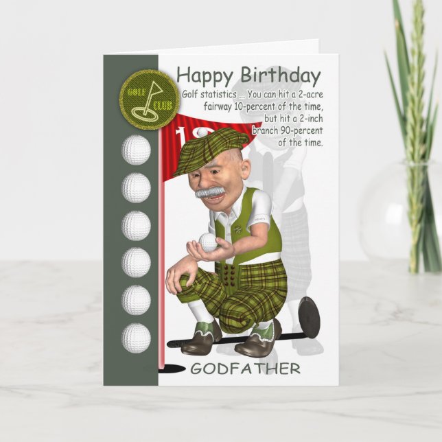 Godfather Golfer Birthday Greeting Card With Humor Karte (Vorderseite)