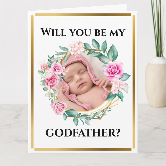 Godmata bitten Blumenkranz Foto Rahmen c Karte (Vorderseite)