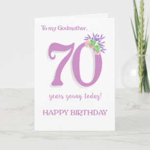 Godmaters 70. Geburtstagslavender und Rose Card Karte
