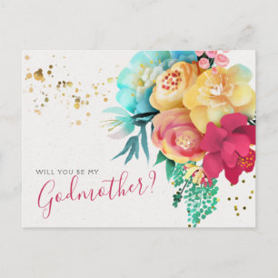 Godmatervorschlage-Karte Blumengold Spritzer Postkarte