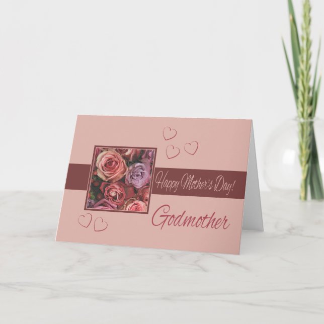 Godmère Bonne carte rose de fête des mères (Devant)