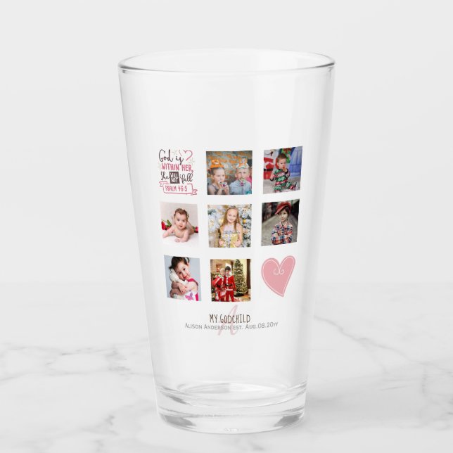 GODMOTHER FOTO COLLAGE Geschenk mit Vers bearbeite Glas (Vorderseite)