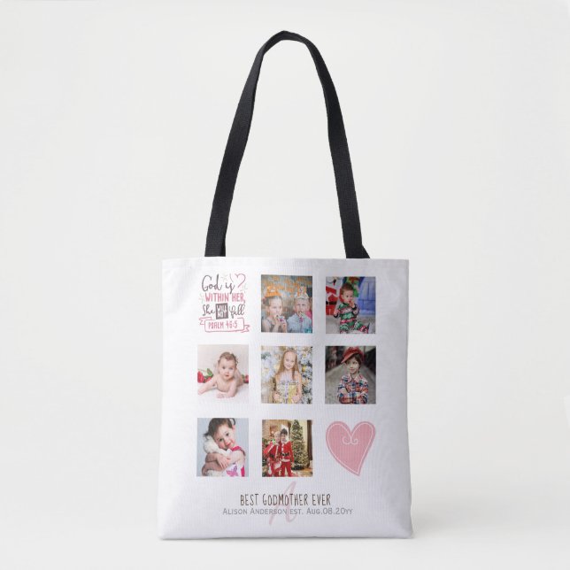 GODMOTHER FOTO COLLAGE Geschenk mit Vers bearbeite Tasche (Vorderseite)