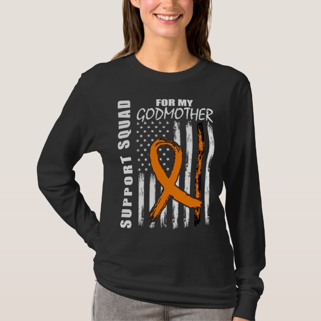 Godmother Support Squad Leukemia Awareness USA Fla T-Shirt (Vorderseite)