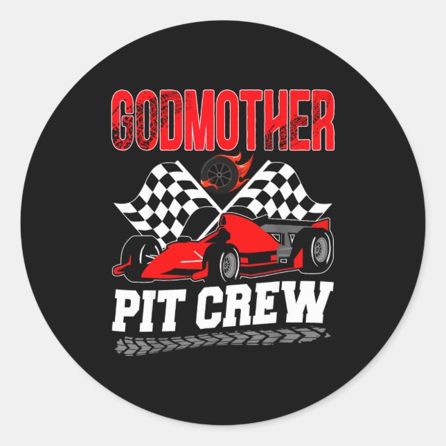 Godmother T Crew Racing Family Race Car Birthday B Runder Aufkleber (Vorderseite)