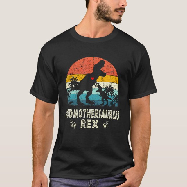 Godmothersaurus T Rex Dinosaur Godmutter Saurus Fa T-Shirt (Vorderseite)