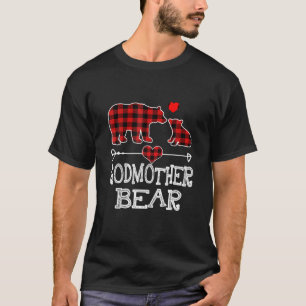 Godmutter Bear Christmas Pajama Red Kariert Buffal T-Shirt