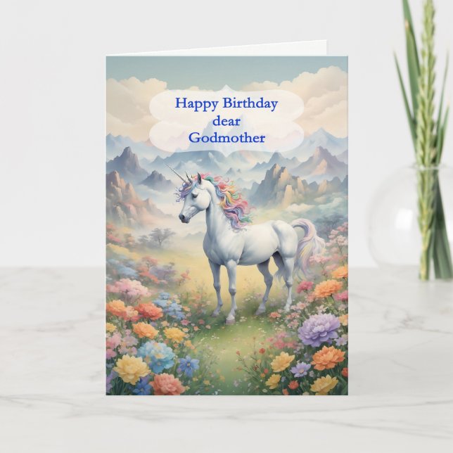 Godmutter Birthday Unicorn Karte (Vorderseite)
