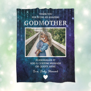 Godmutter danke Blue Glitzern Custom Fleecedecke