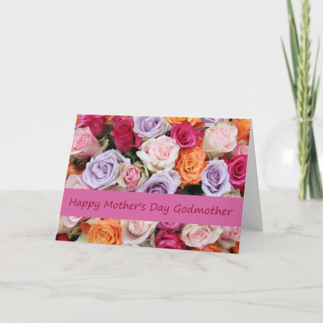 Godmutter Happy Mother's Day Rose Card Karte (Vorderseite)