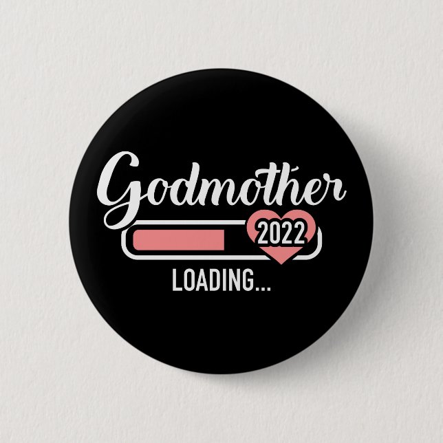 Godmutter lädt 2022 zur Schwangerschaftsankündigun Button (Vorderseite)