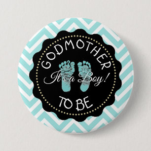 Godmutter wird aquamariner Zickzack Baby-Duschknop Button