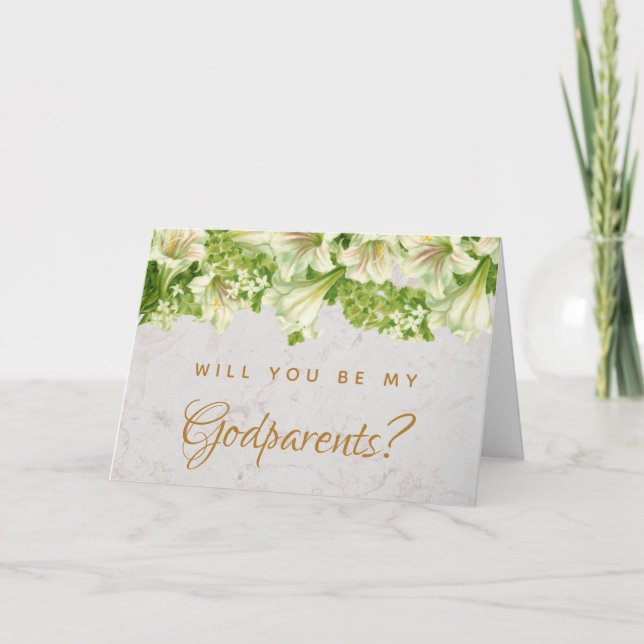 Godparents Proposition Floral Lilies Carte en marb (Devant)