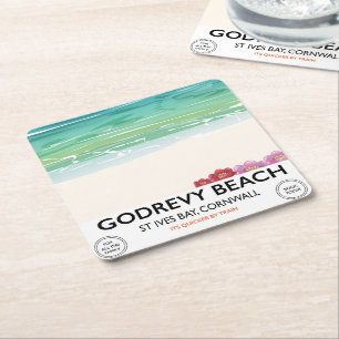 Godrevy Beach St Ives Bay, Cornwall Reiseplakat Rechteckiger Pappuntersetzer