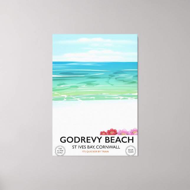 Godrevy Beach St Ives Bay, Reiseplakat Cornwall Leinwanddruck (Vorderseite)