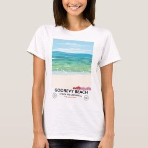 Godrevy Beach St Ives Bay, Reiseplakat Cornwall T-Shirt