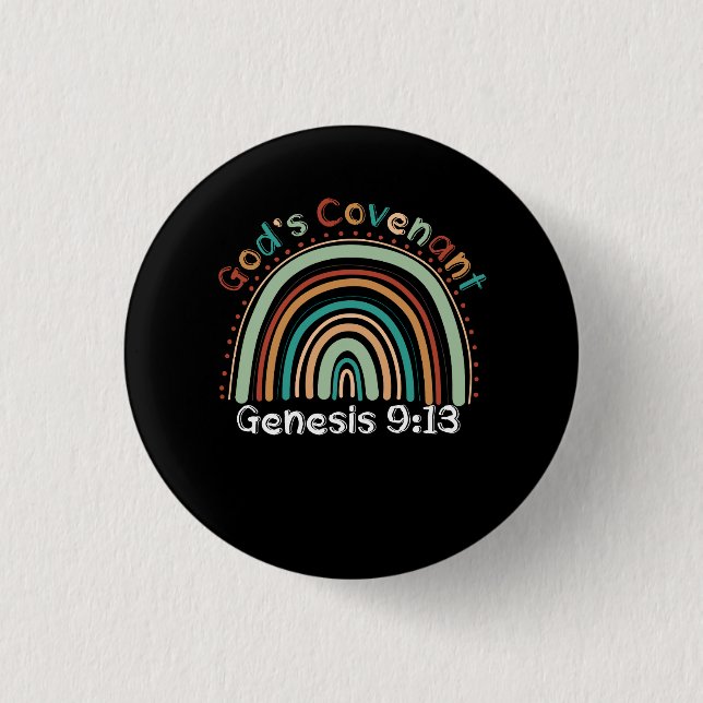 Gods Covenant Boho Rainbow Genesis 9 13 Christlich Button (Vorderseite)