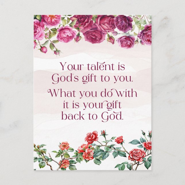 Gods-Geschenk ist Ihr Talent Hübsch Red Lila Rose Postkarte (Vorderseite)
