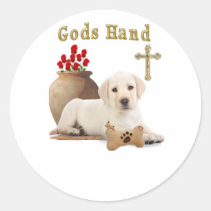 Gods Hand Welpe Runder Aufkleber