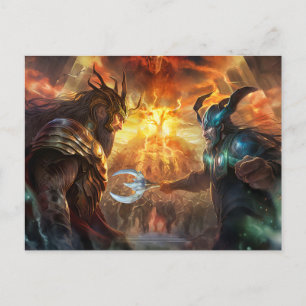 Gods Heimdall and Loki fighting at Ragnarök Postkarte