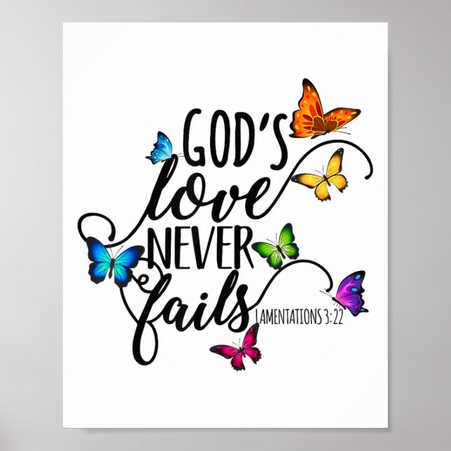 God's Love Never Fails - Butterfly Art - Religious Poster (Vorne)