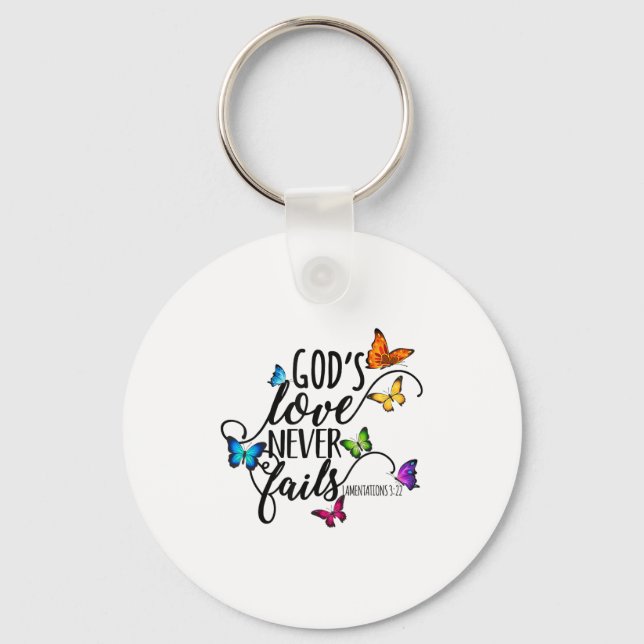 God's Love Never Fails - Butterfly Art - Religious Schlüsselanhänger (Vorderseite)