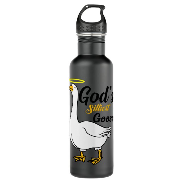 Gods Silarly Goose Bird Animal Gans Honk Memel L Edelstahlflasche (Vorderseite)